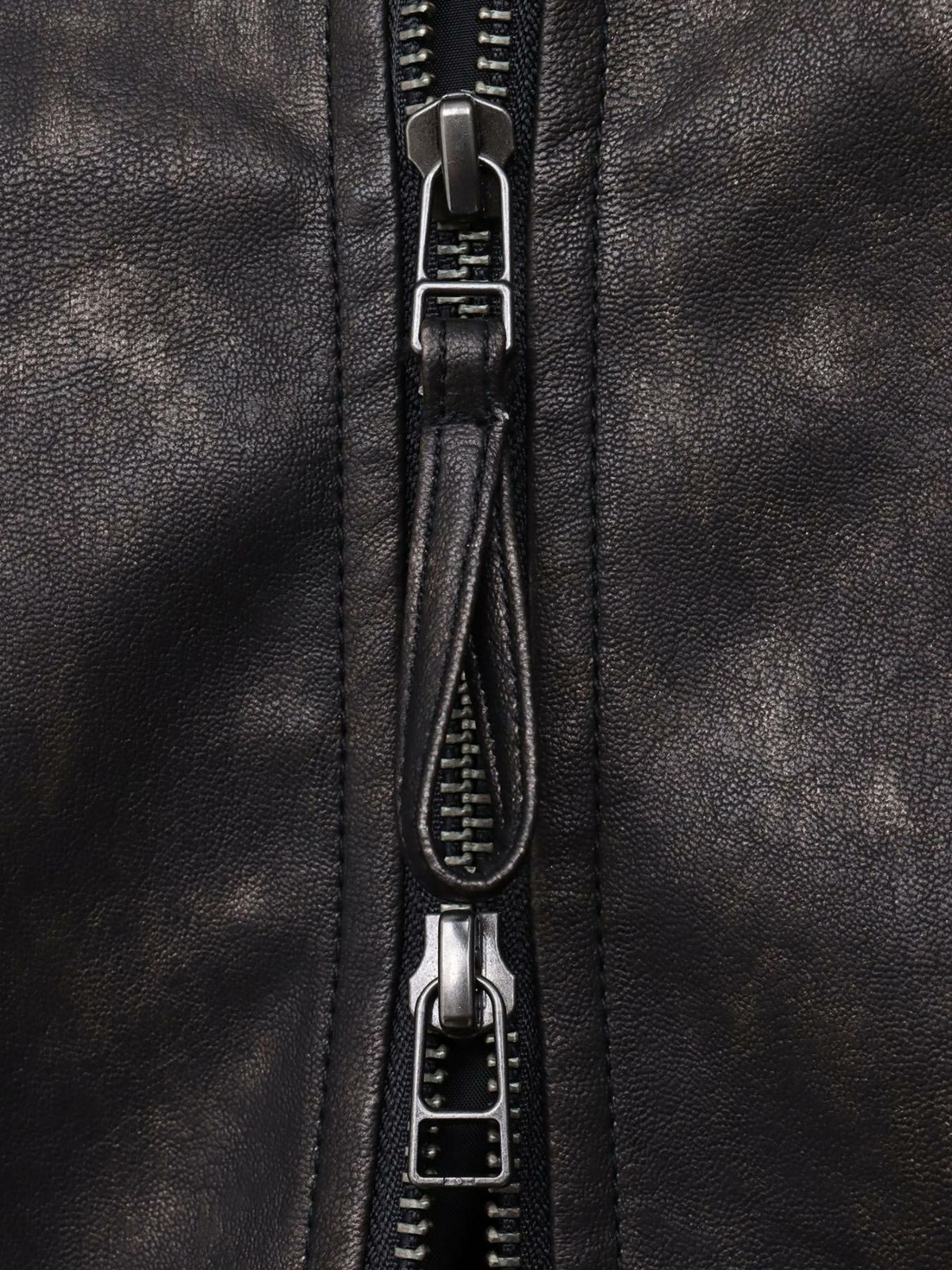 【雅結】桜刺繍ムラ染めフェイクレザージャケット