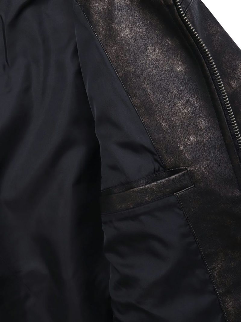 【雅結】桜刺繍ムラ染めフェイクレザージャケット