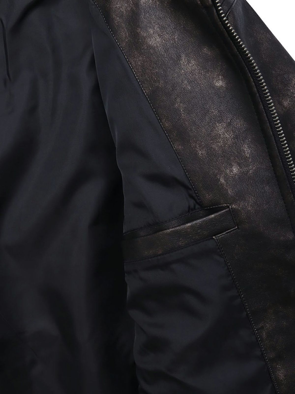 【雅結】桜刺繍ムラ染めフェイクレザージャケット