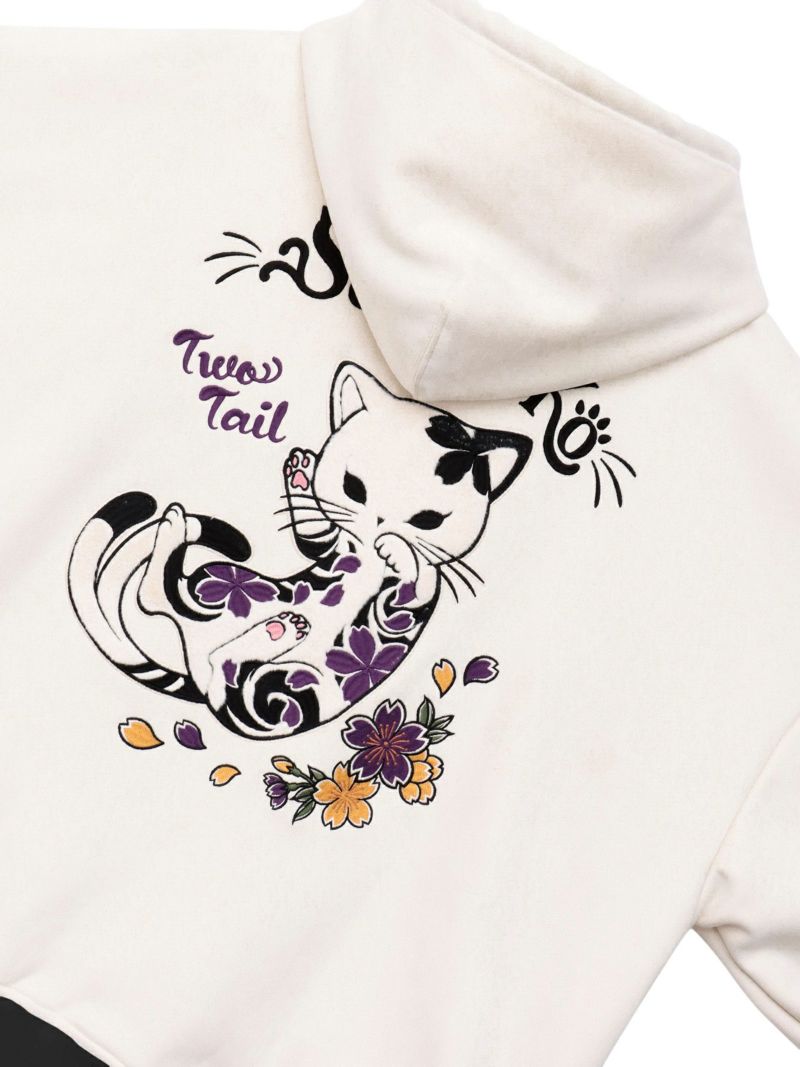  【SUMINEKO】“桜墨猫”裏ファーBIGシルエットZIPパーカー