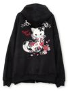  【SUMINEKO】“桜墨猫”裏ファーBIGシルエットZIPパーカー