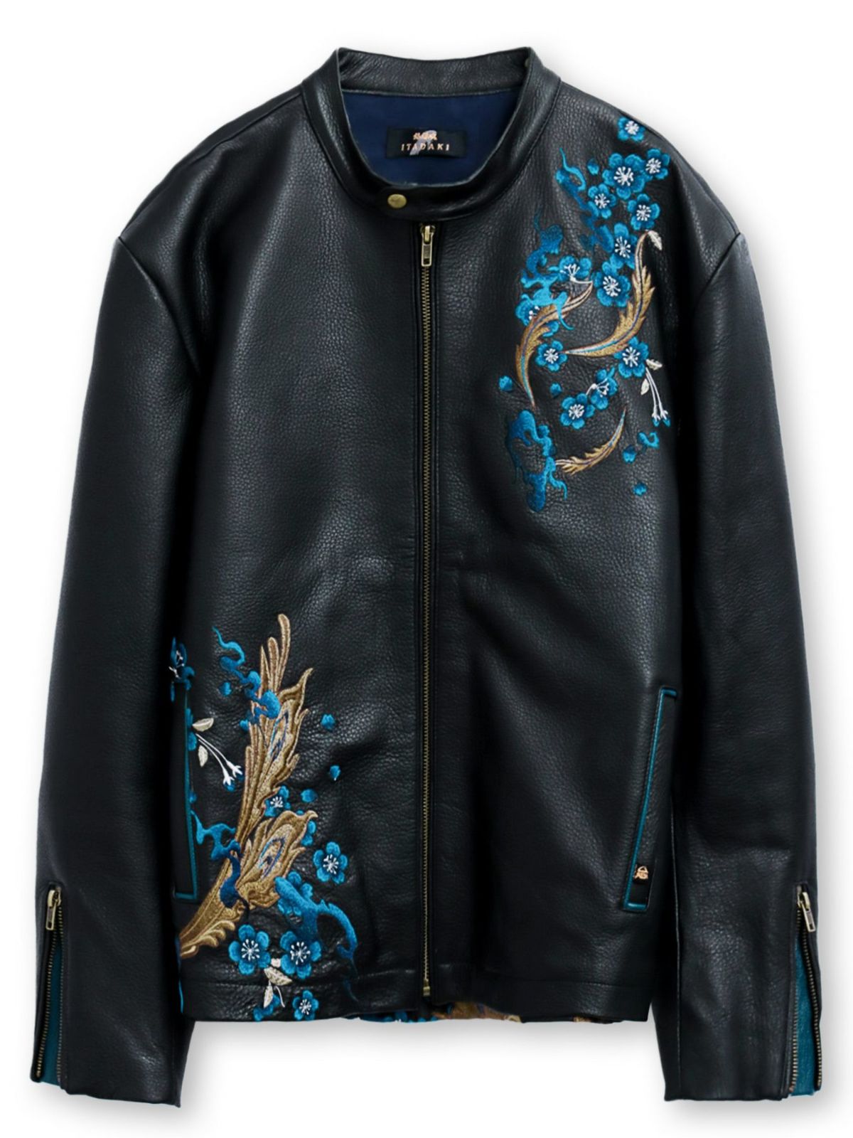  ＜予約＞【絡繰魂・頂】“蒼炎”鳳凰刺繍入りレザージャケット