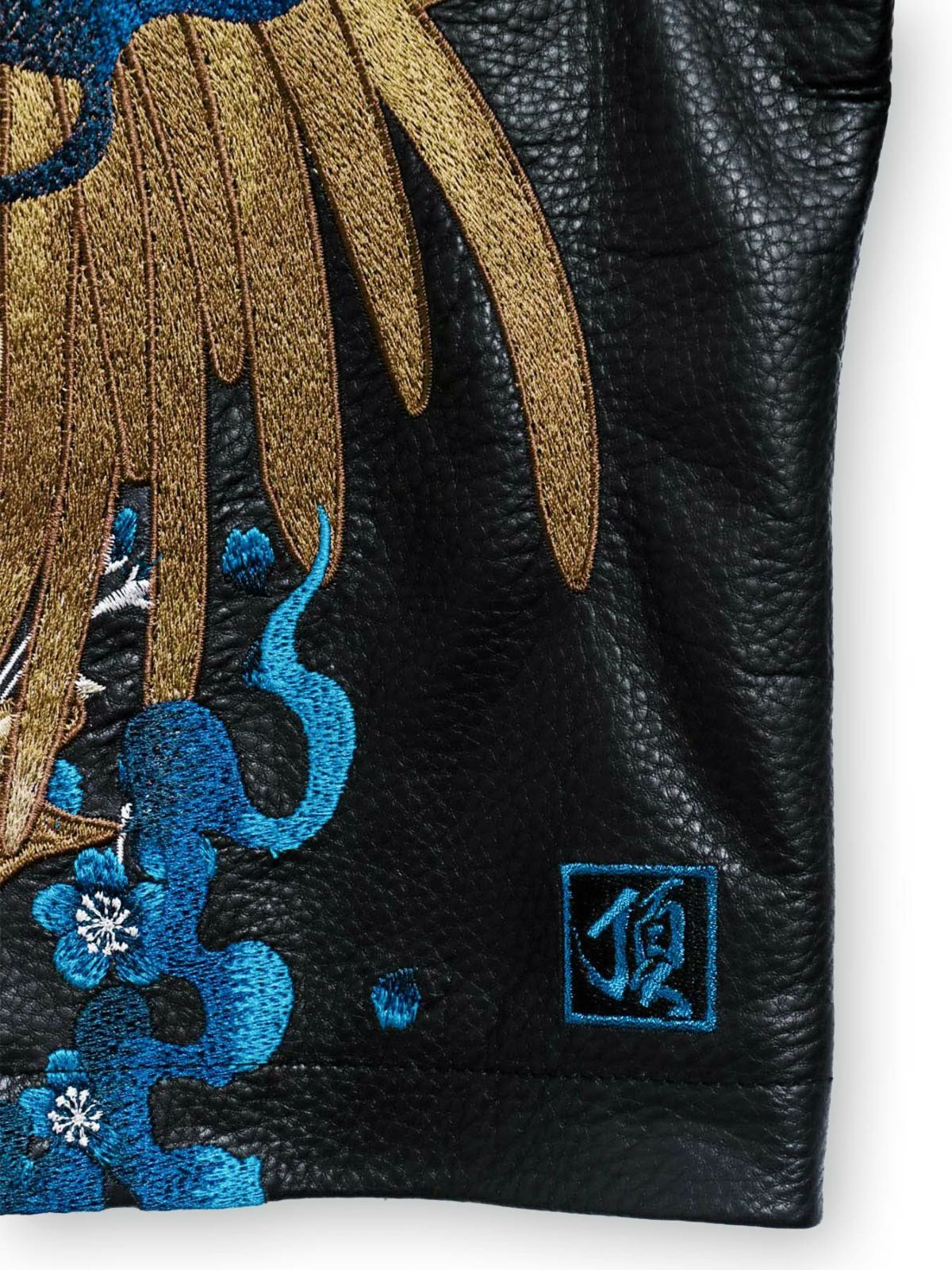  ＜予約＞【絡繰魂・頂】“蒼炎”鳳凰刺繍入りレザージャケット