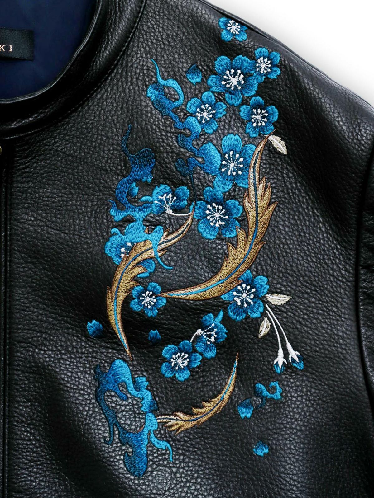  ＜予約＞【絡繰魂・頂】“蒼炎”鳳凰刺繍入りレザージャケット