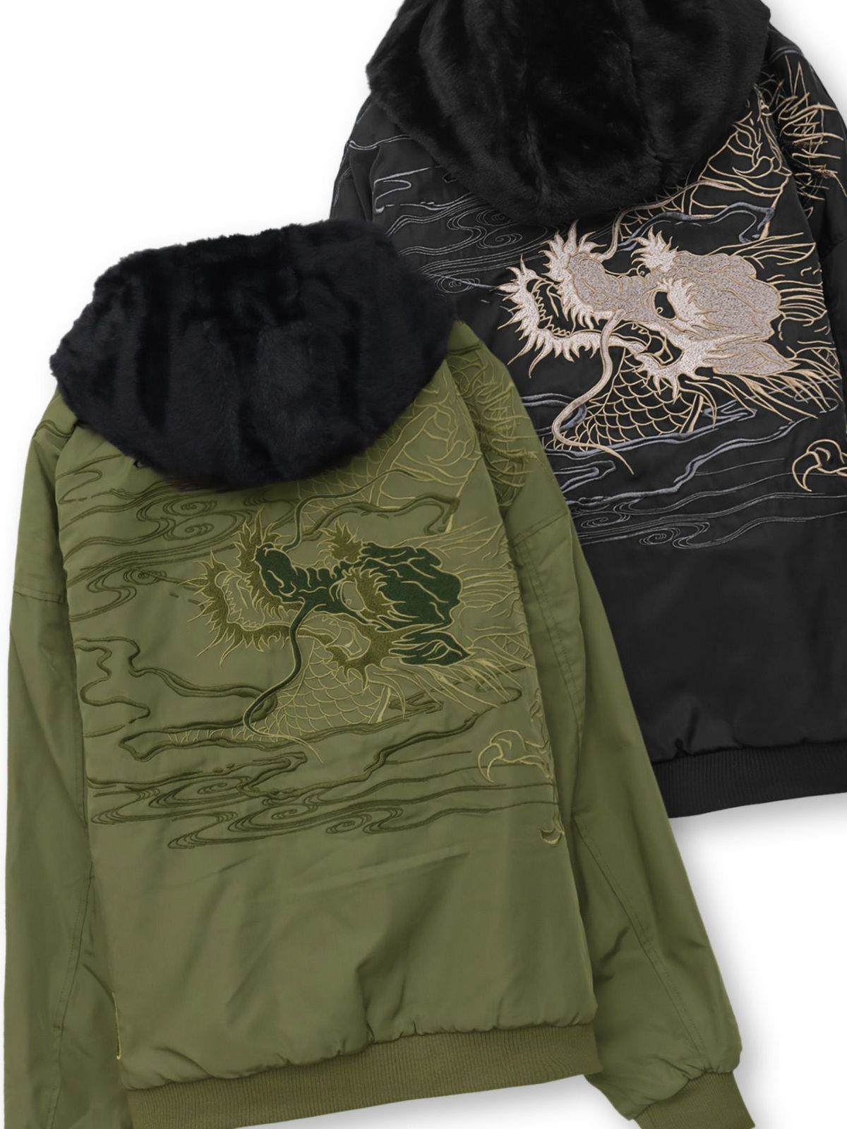 【絡繰魂・粋】“龍神降臨”総刺繍ファーMA-1