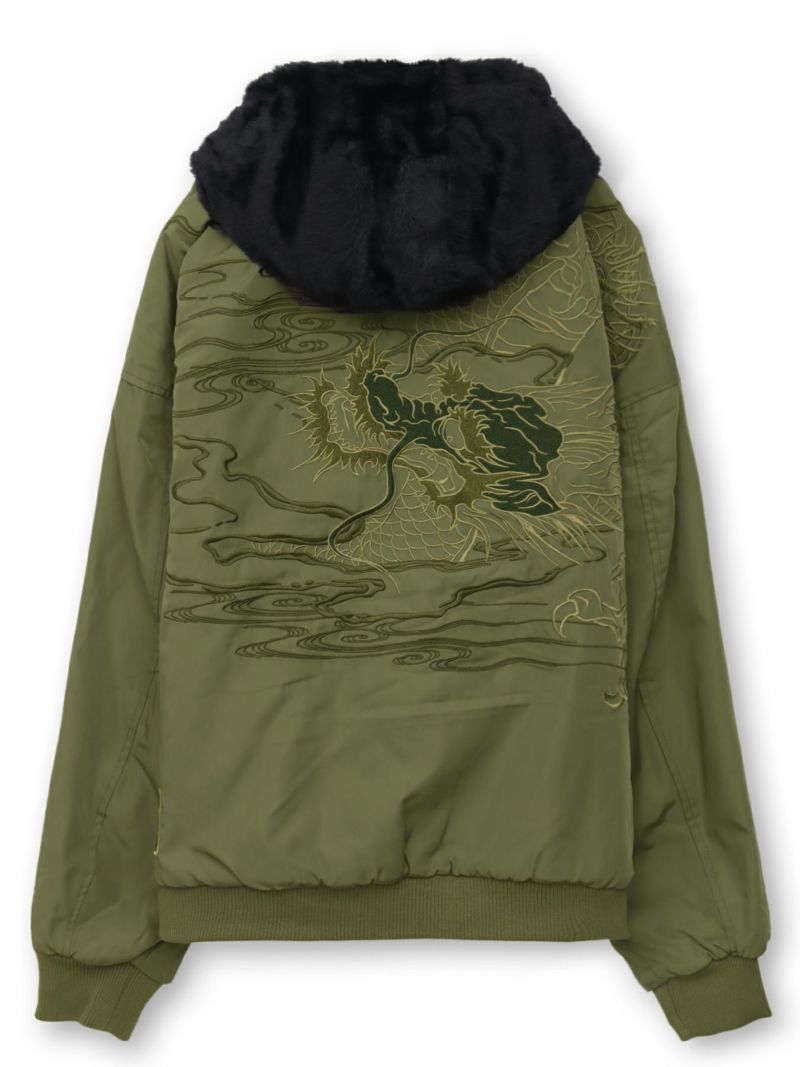 【絡繰魂・粋】“龍神降臨”総刺繍ファーMA-1