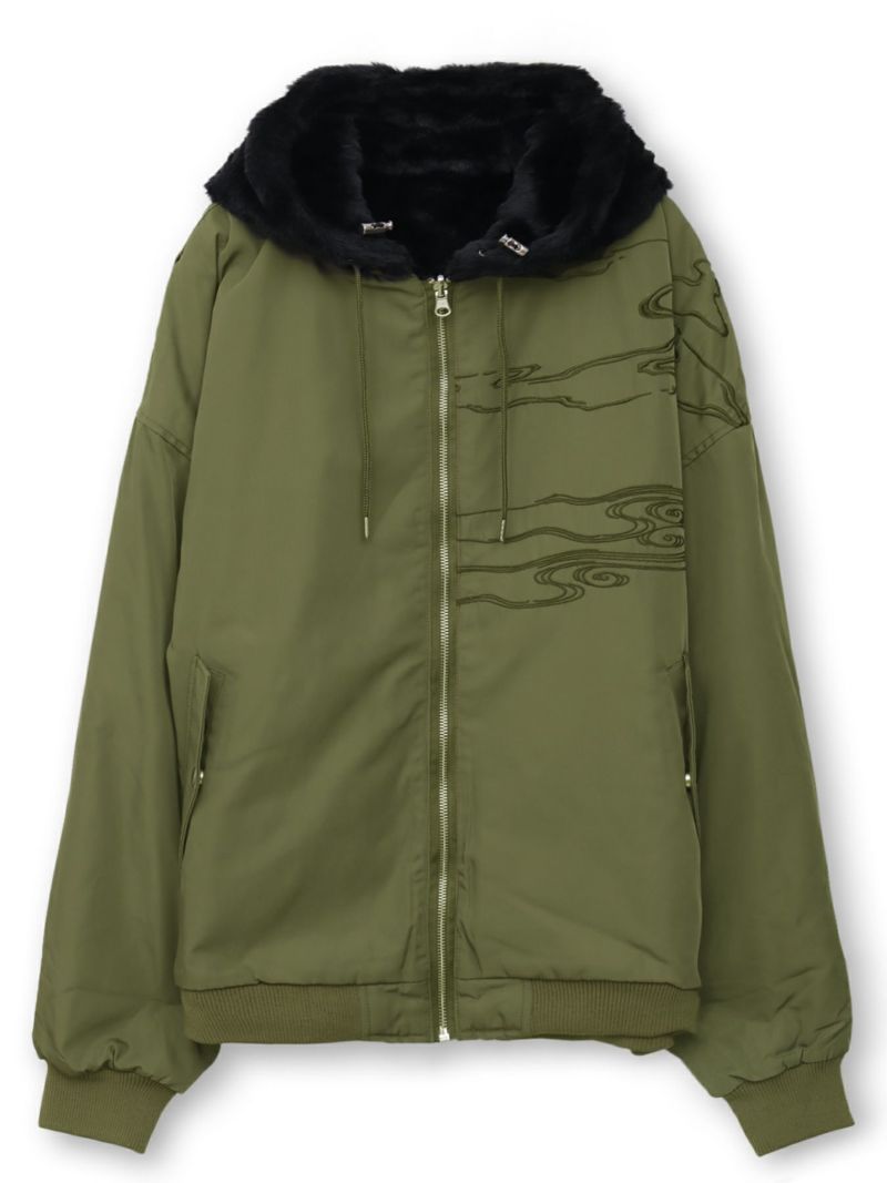 【絡繰魂・粋】“龍神降臨”総刺繍ファーMA-1