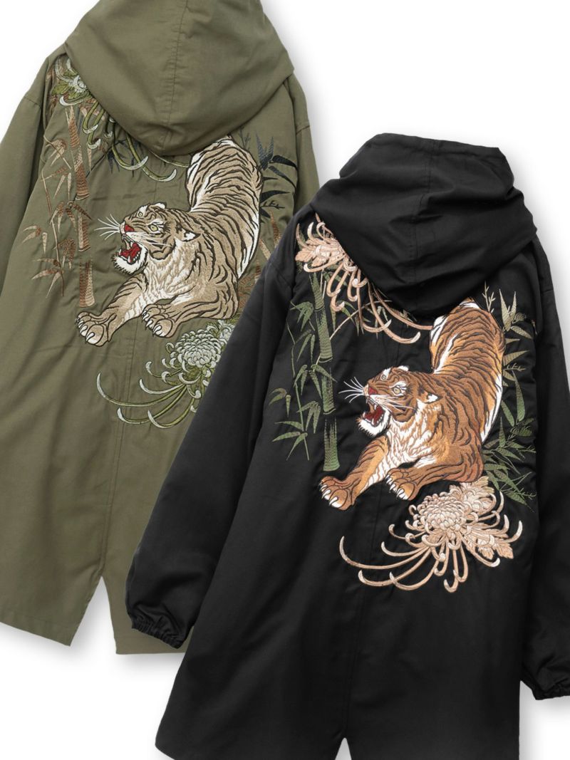 【絡繰魂・粋】“信長の虎”総刺繍2WAYモッズコート