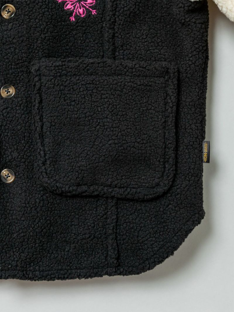 【今昔 -KON-JAKU-】“鮮やかな結晶”刺繍入りボアコート