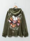 【今昔 -KON-JAKU-】“花のおくりもの”刺繍入りベロアフードJKT