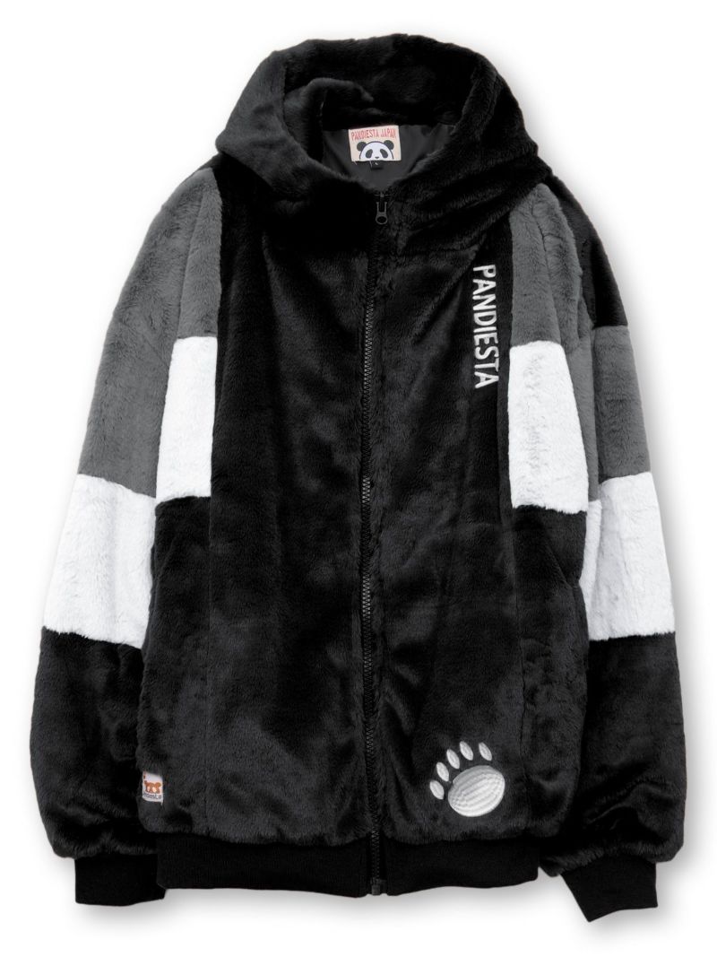 【PANDIESTA JAPAN】“逆さまパンダ”切替フェイクファーなりきりZIPパーカー