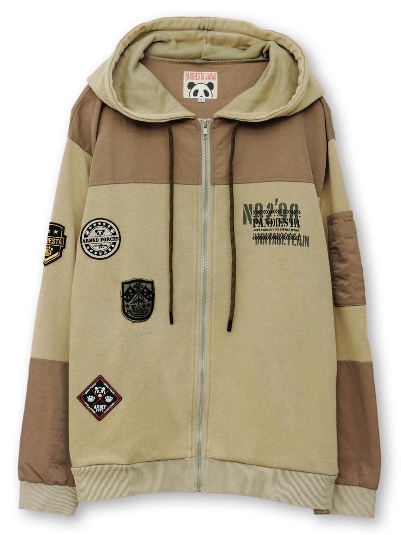 【PANDIESTA JAPAN】“エアフォースパンダ”切替刺繍入りZIPパーカー