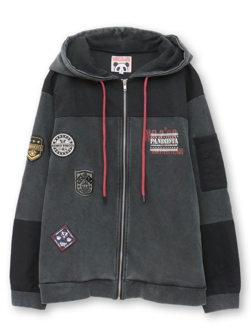 【PANDIESTA JAPAN】“エアフォースパンダ”切替刺繍入りZIPパーカー