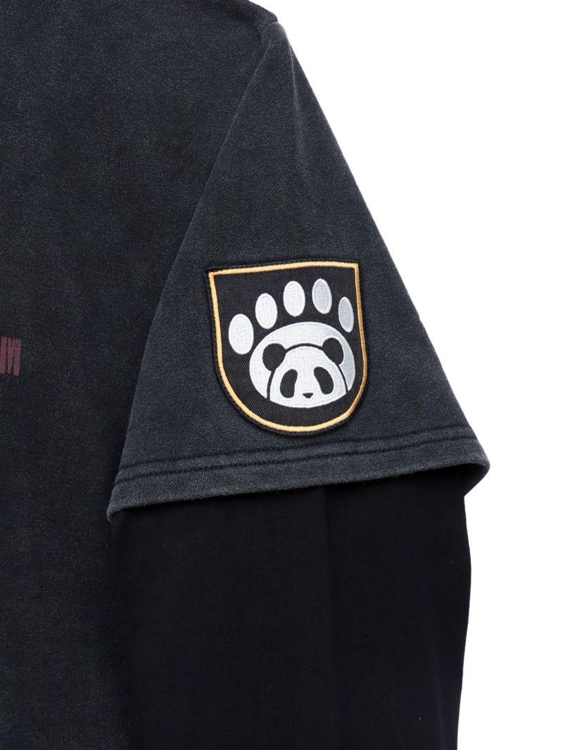 【PANDIESTA JAPAN】サコッシュ付き刺繍入りフェイクレイヤードスウェットトレーナー