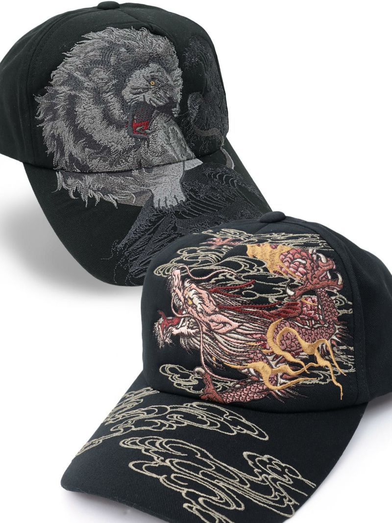 【絡繰魂】“龍／獅子”総刺繍ツイルキャップ