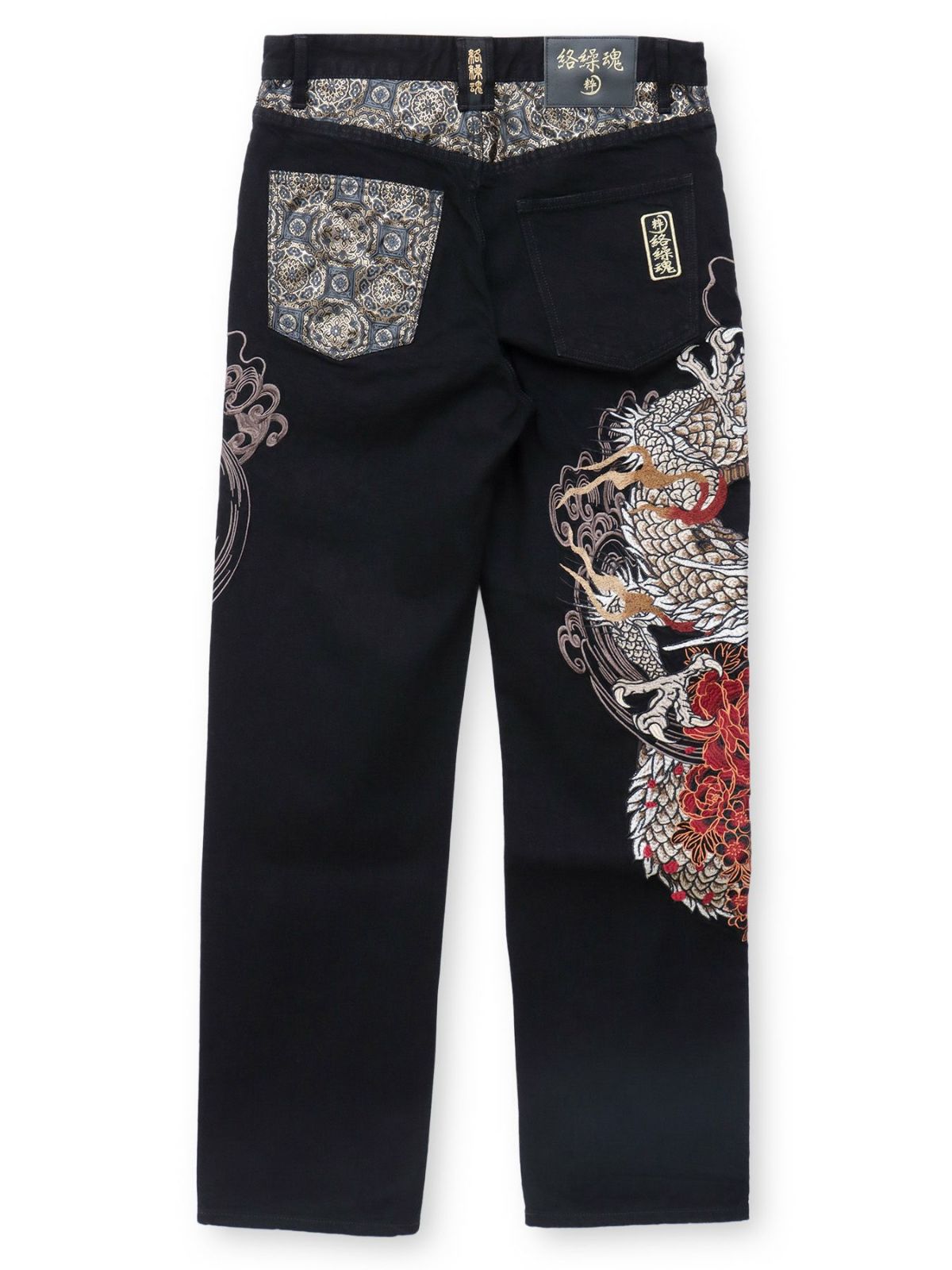 【絡繰魂・粋】“龍虎”総刺繍デニムパンツ