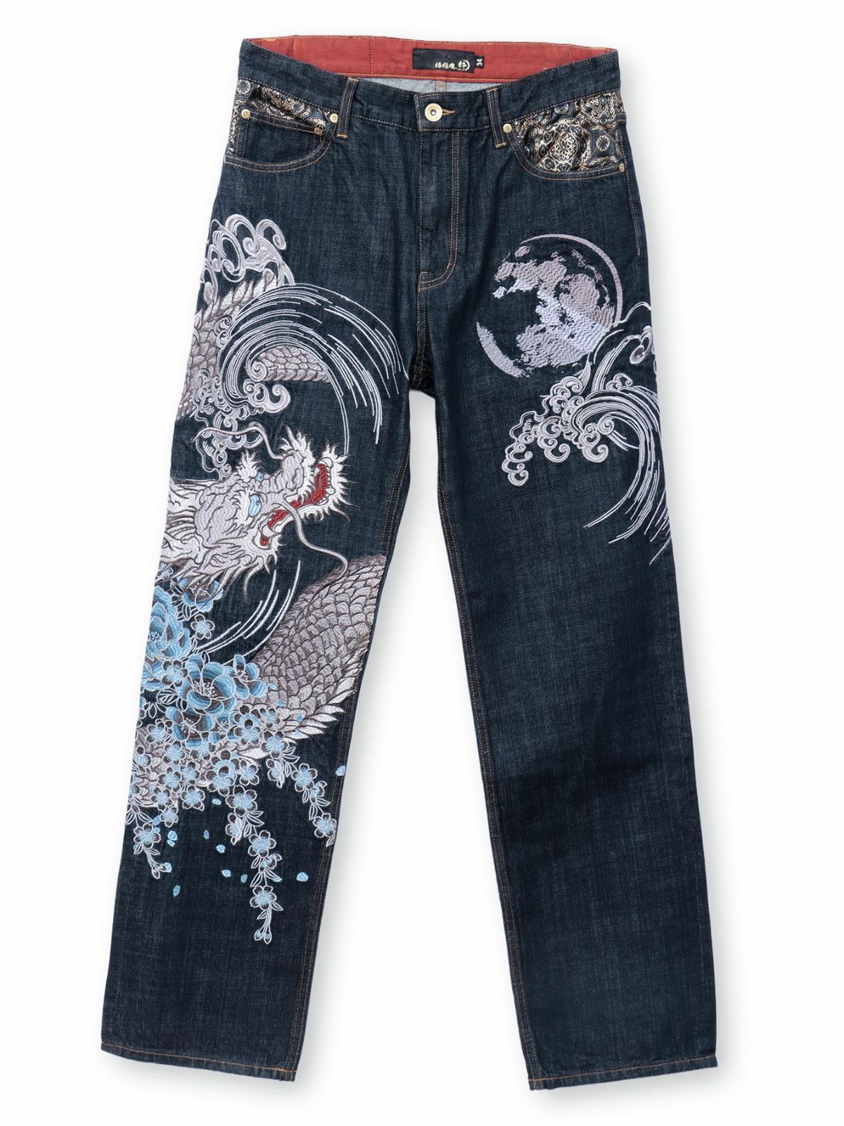 【絡繰魂・粋】“龍虎”総刺繍デニムパンツ