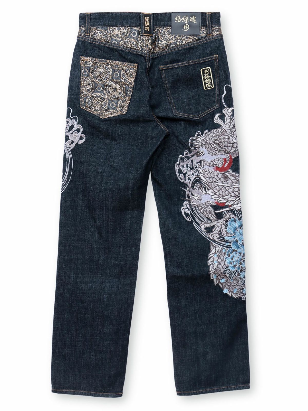 【絡繰魂・粋】“龍虎”総刺繍デニムパンツ