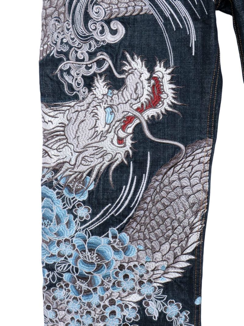 【絡繰魂・粋】“龍虎”総刺繍デニムパンツ