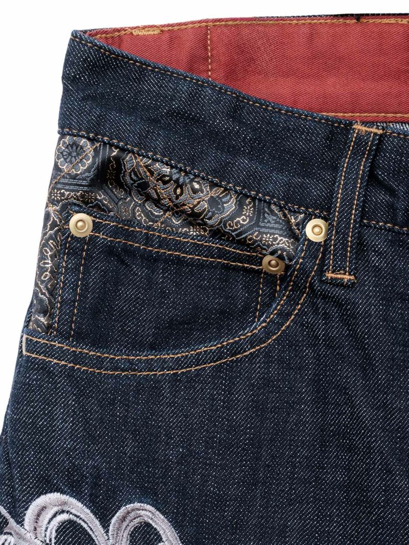【絡繰魂・粋】“龍虎”総刺繍デニムパンツ