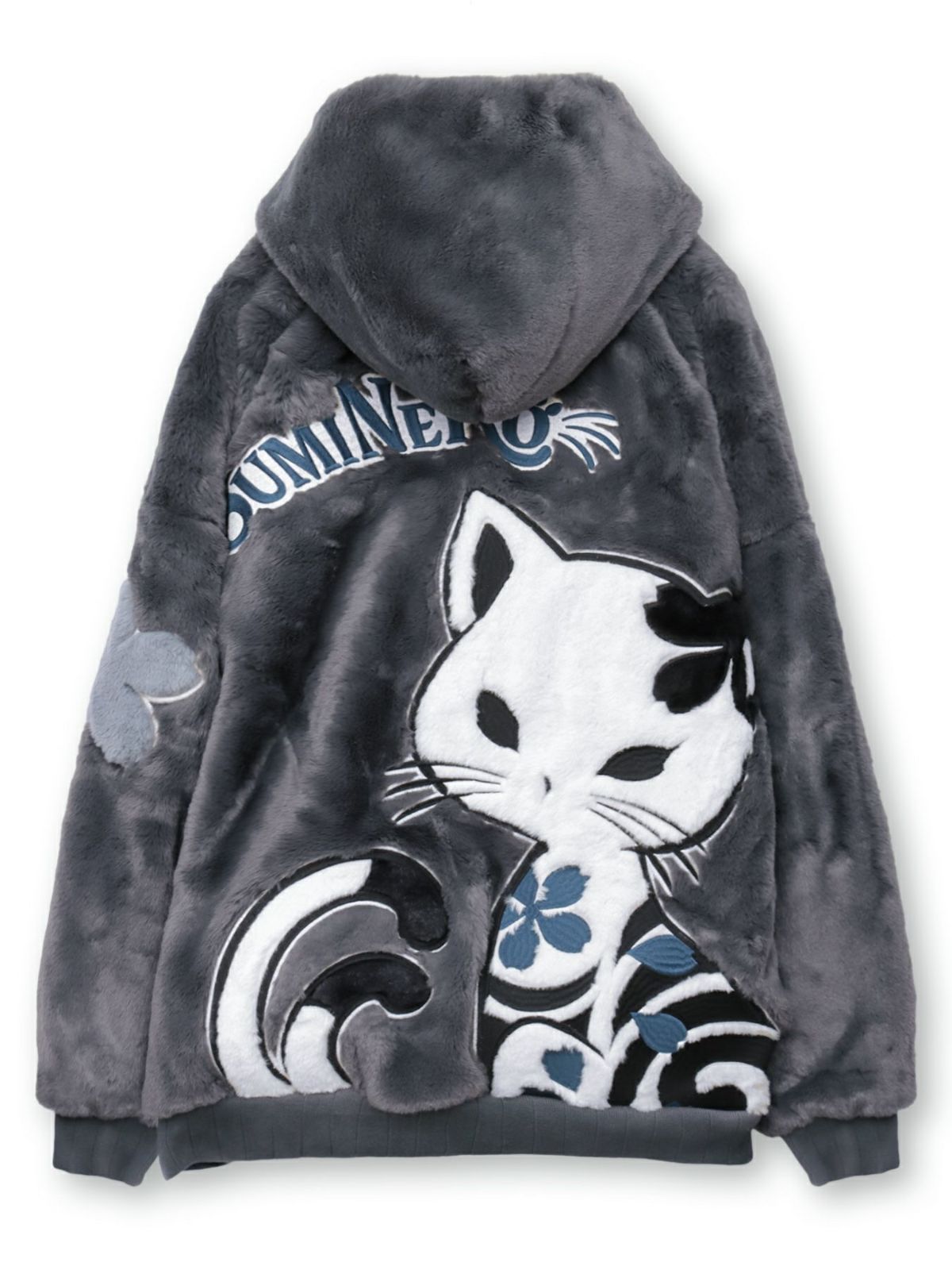 【SUMINEKO】 “桜墨猫”フェイクファーBIGシルエットZIPパーカー