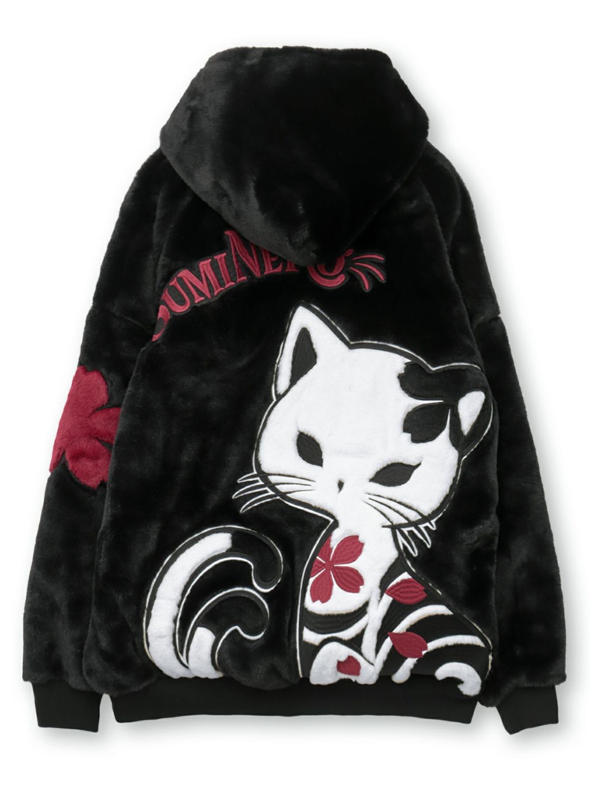 【SUMINEKO】 “桜墨猫”フェイクファーBIGシルエットZIPパーカー