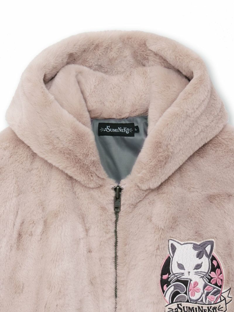【SUMINEKO】 “桜墨猫”フェイクファーBIGシルエットZIPパーカー