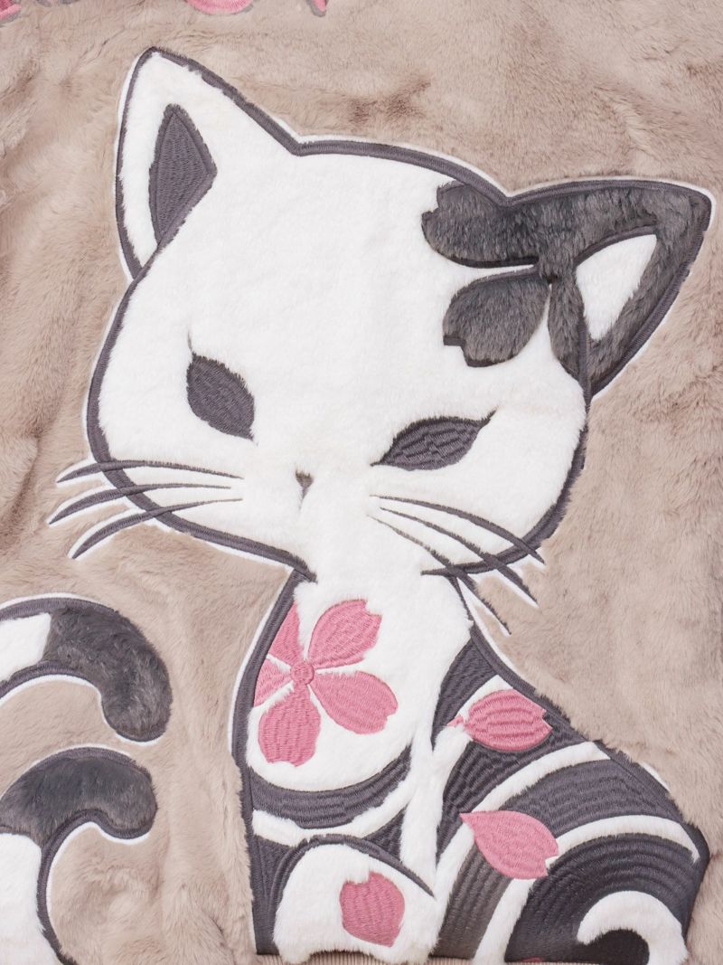 【SUMINEKO】 “桜墨猫”フェイクファーBIGシルエットZIPパーカー