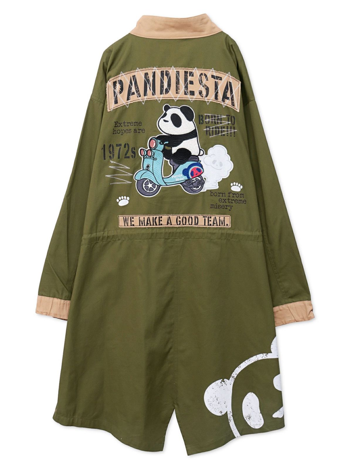 【PANDIESTA JAPAN】“スクーターパンダ”刺繍入り3WAYモッズコート