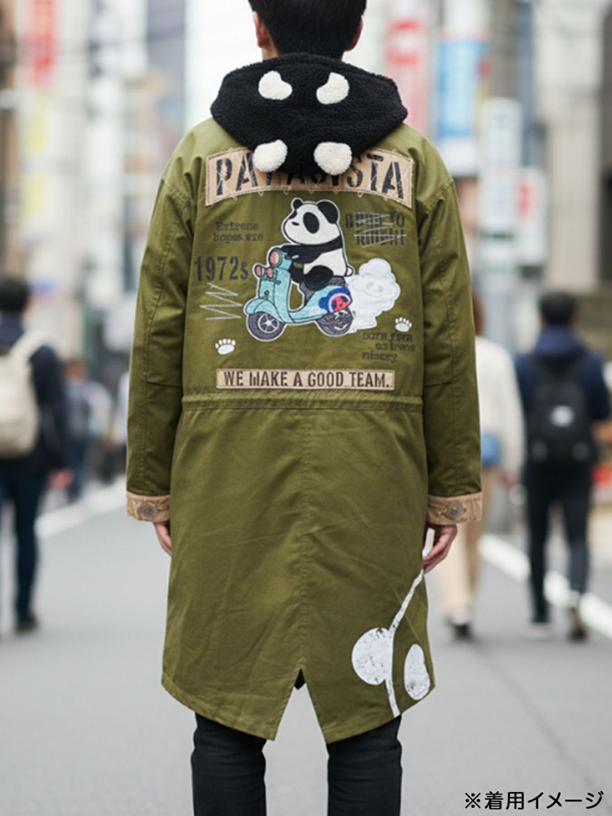 【PANDIESTA JAPAN】“スクーターパンダ”刺繍入り3WAYモッズコート
