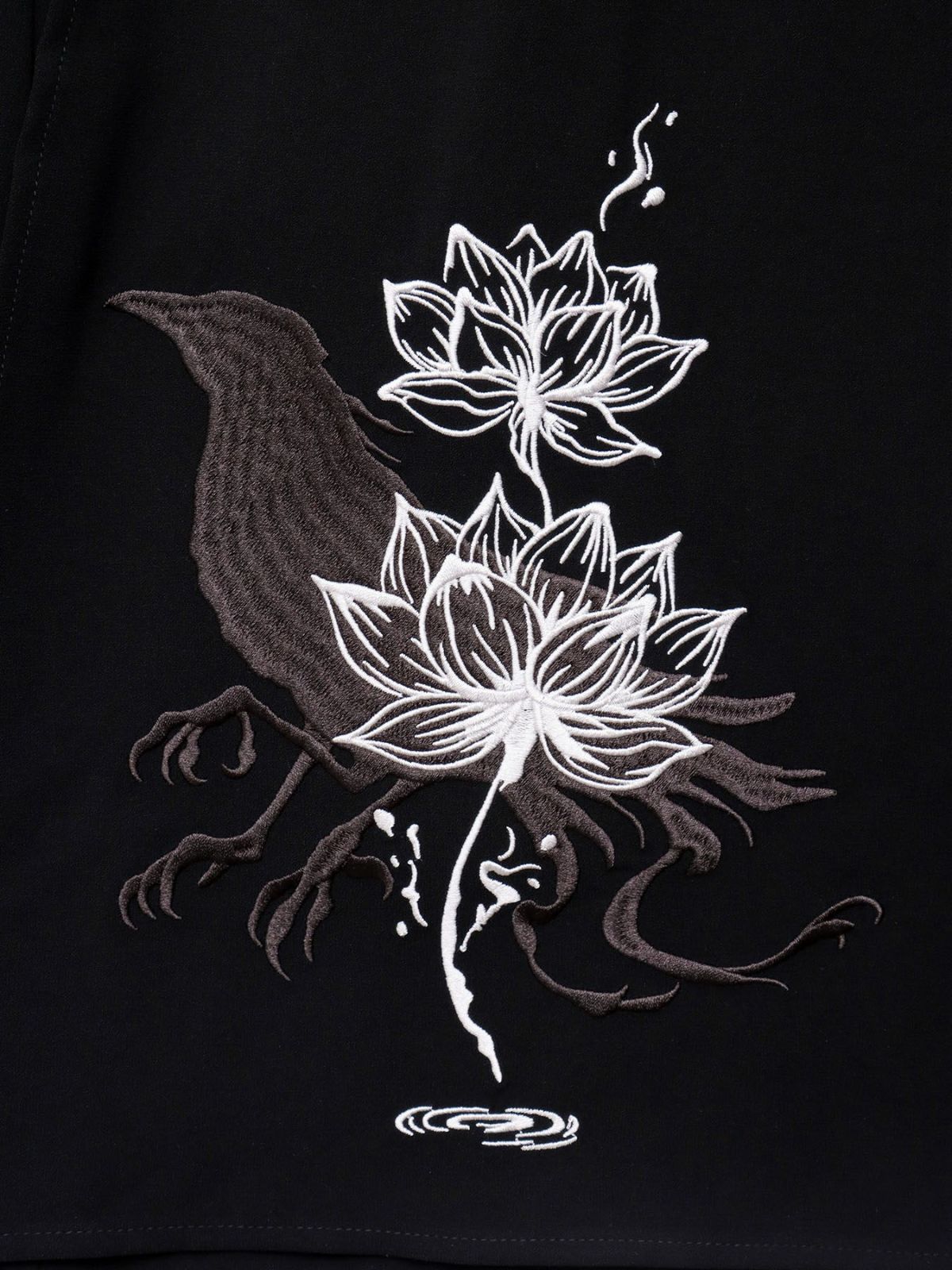 【雅結 -EN-】“八咫烏と蓮”刺繍入りハカマワイドパンツ