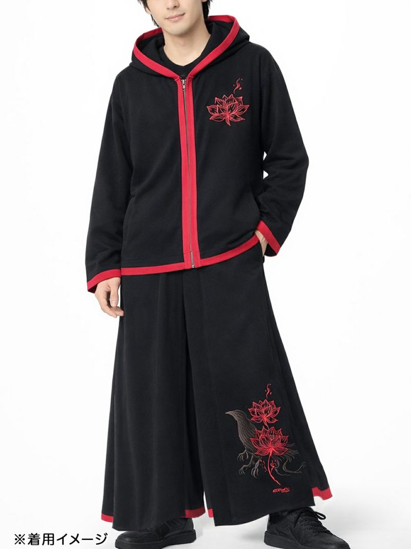 【雅結 -EN-】“八咫烏と蓮”刺繍入りハカマワイドパンツ