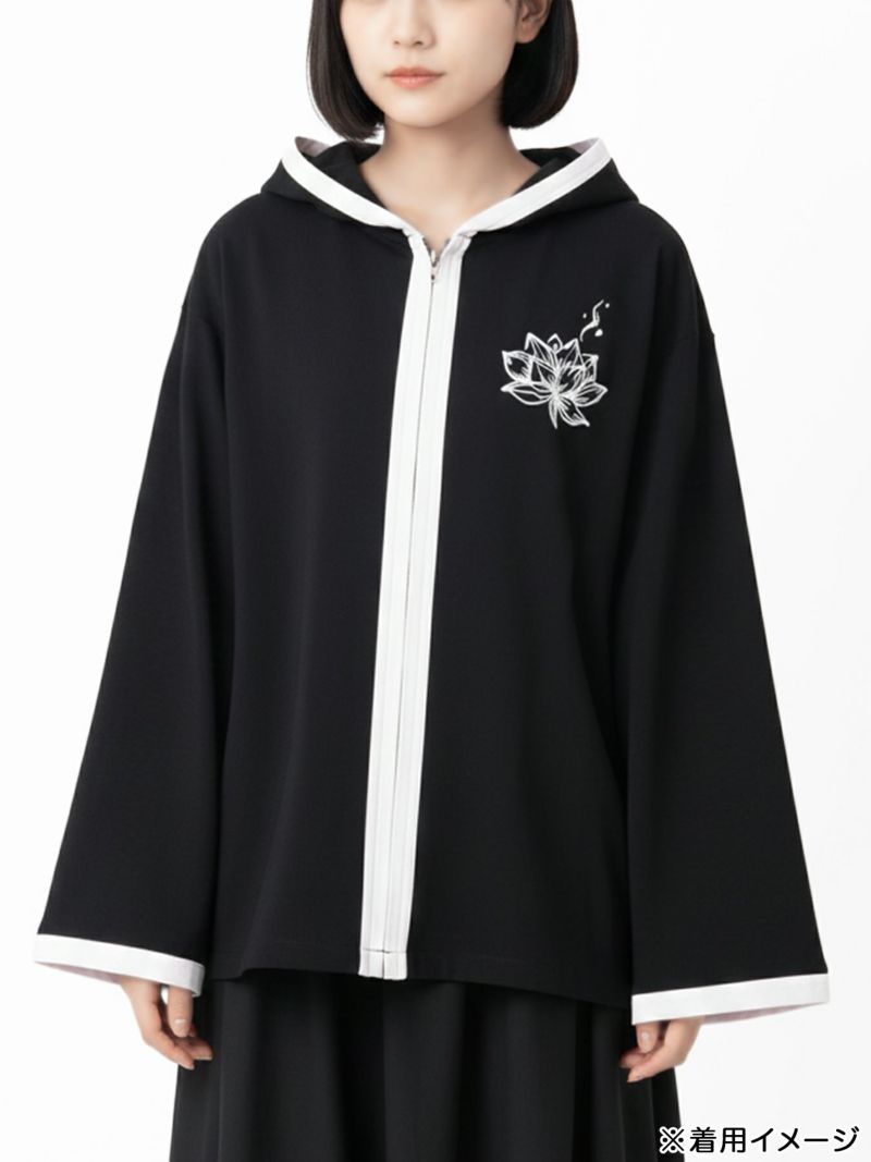 【雅結 -EN-】“八咫烏と蓮”キモノスリーブZIPパーカー