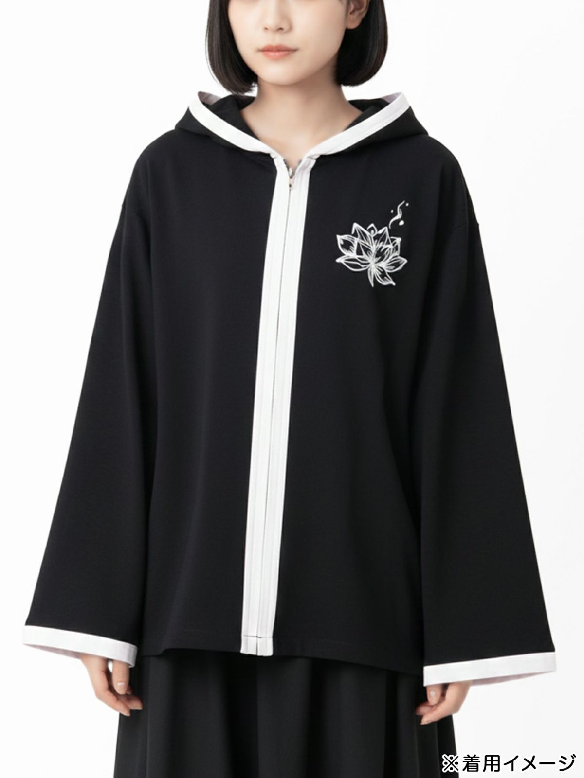 【雅結 -EN-】“八咫烏と蓮”キモノスリーブZIPパーカー
