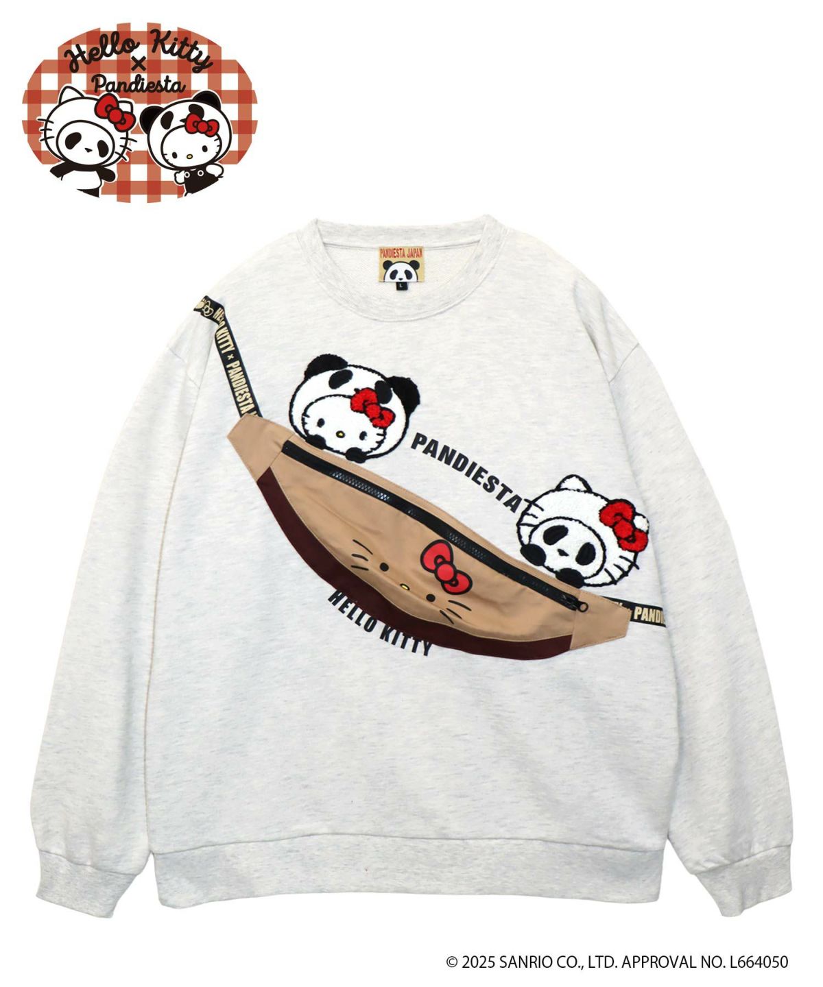 【Hello Kitty×PANDIESTA JAPAN】“バック風ポケット付き”サガラ刺繍仲良しスウェット