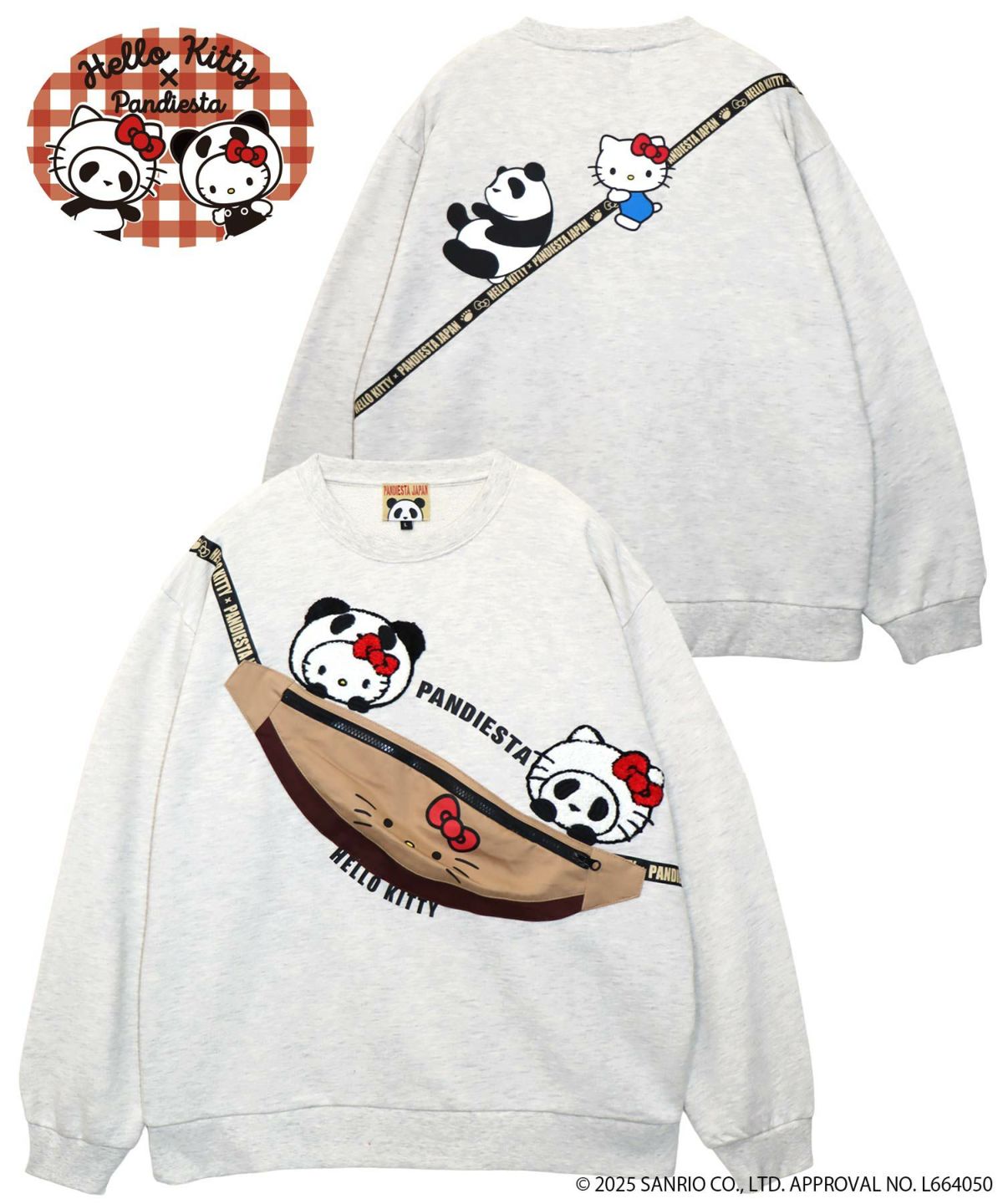【Hello Kitty×PANDIESTA JAPAN】“バック風ポケット付き”サガラ刺繍仲良しスウェット