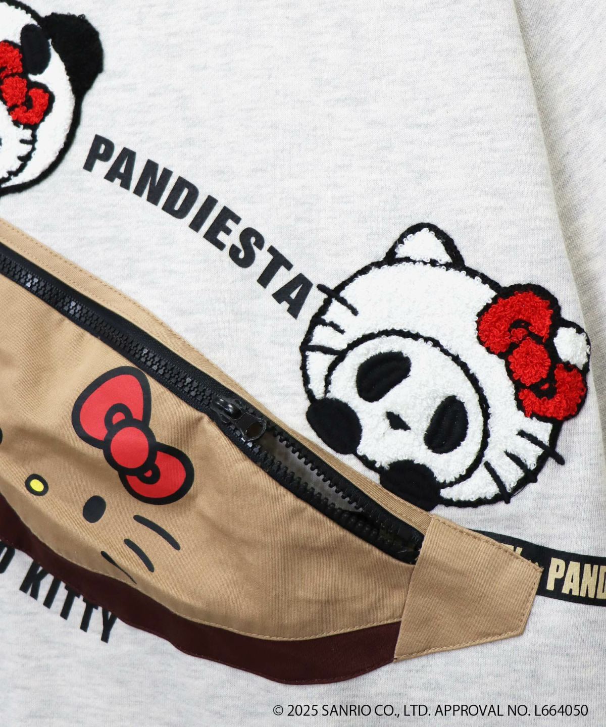 【Hello Kitty×PANDIESTA JAPAN】“バック風ポケット付き”サガラ刺繍仲良しスウェット