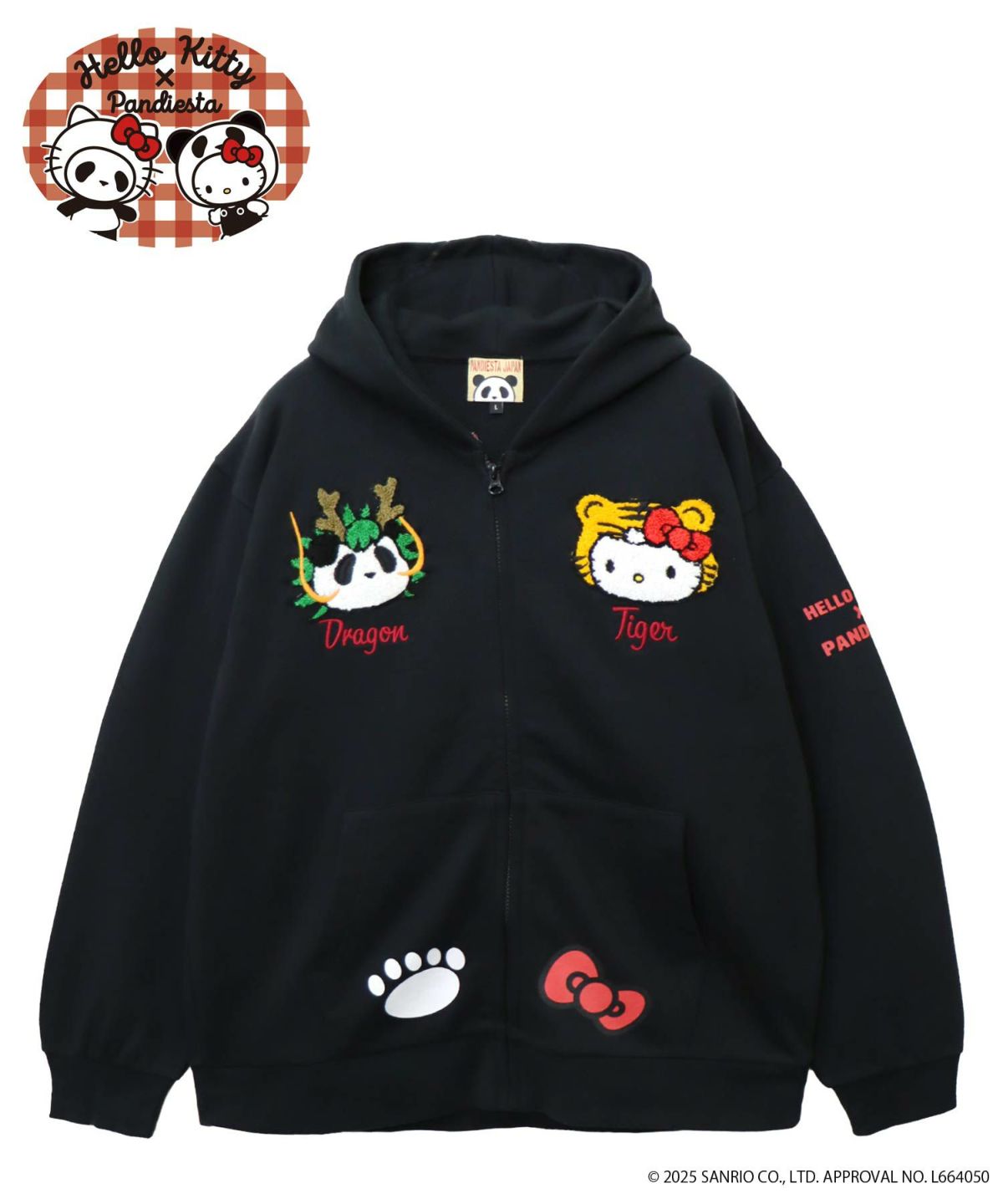 【Hello Kitty×PANDIESTA JAPAN】“なりきり龍虎”刺繍入りZIPパーカー