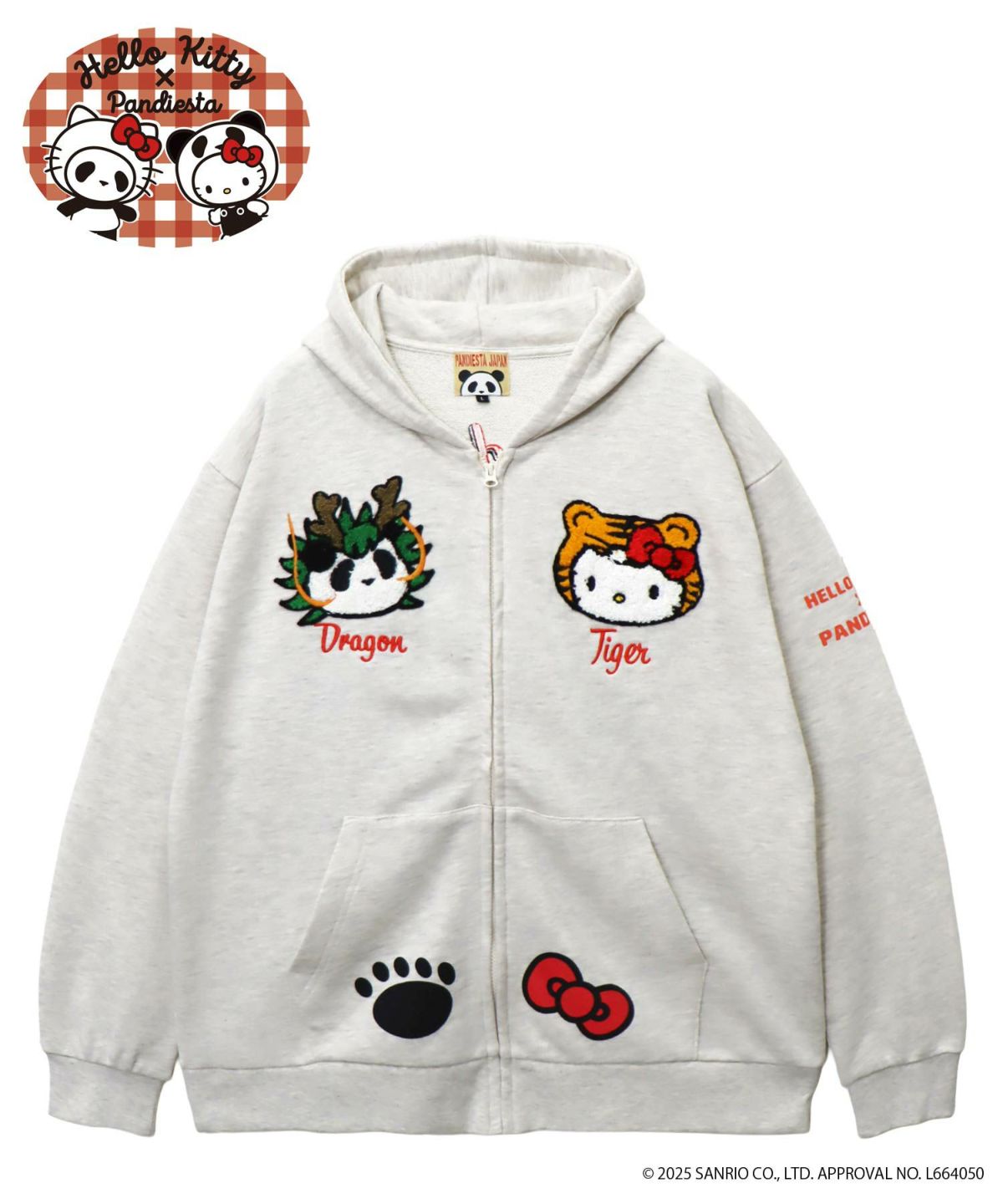 【Hello Kitty×PANDIESTA JAPAN】“なりきり龍虎”刺繍入りZIPパーカー