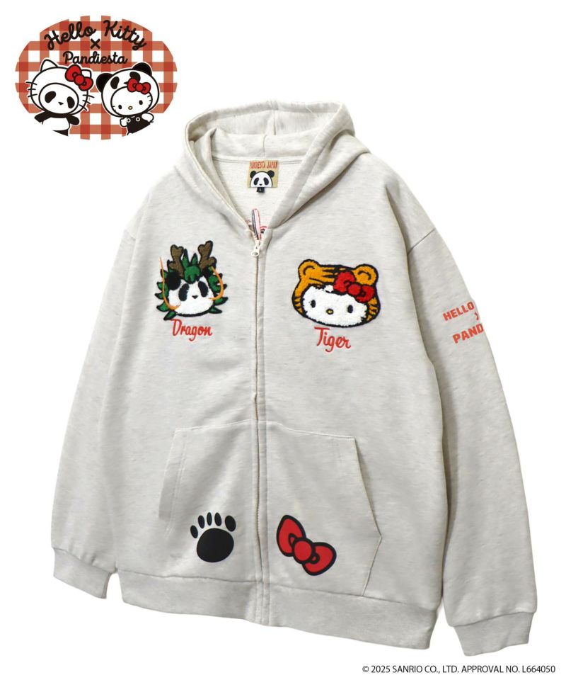 【Hello Kitty×PANDIESTA JAPAN】“なりきり龍虎”刺繍入りZIPパーカー