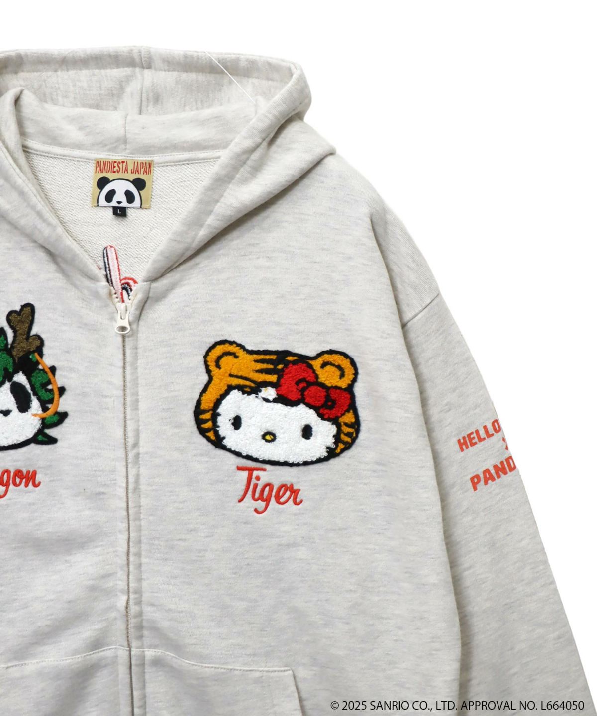 【Hello Kitty×PANDIESTA JAPAN】“なりきり龍虎”刺繍入りZIPパーカー