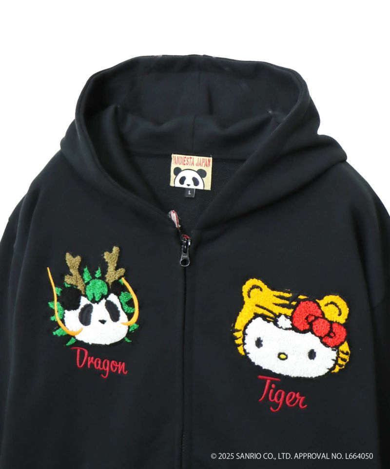 【Hello Kitty×PANDIESTA JAPAN】“なりきり龍虎”刺繍入りZIPパーカー