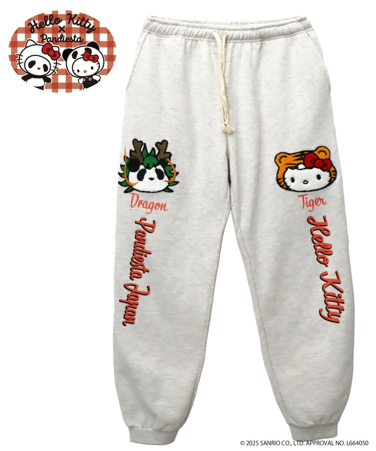 【Hello Kitty×PANDIESTA JAPAN】“なりきり龍虎”刺繍入りスウェットパンツ