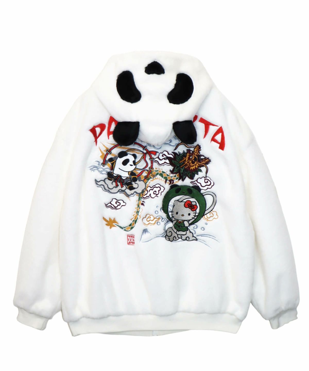 【Hello Kitty×PANDIESTA JAPAN】“風神雷神”刺繍入りファーパーカー