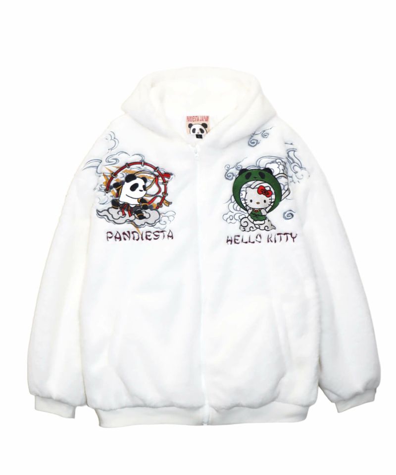 【Hello Kitty×PANDIESTA JAPAN】“風神雷神”刺繍入りファーパーカー