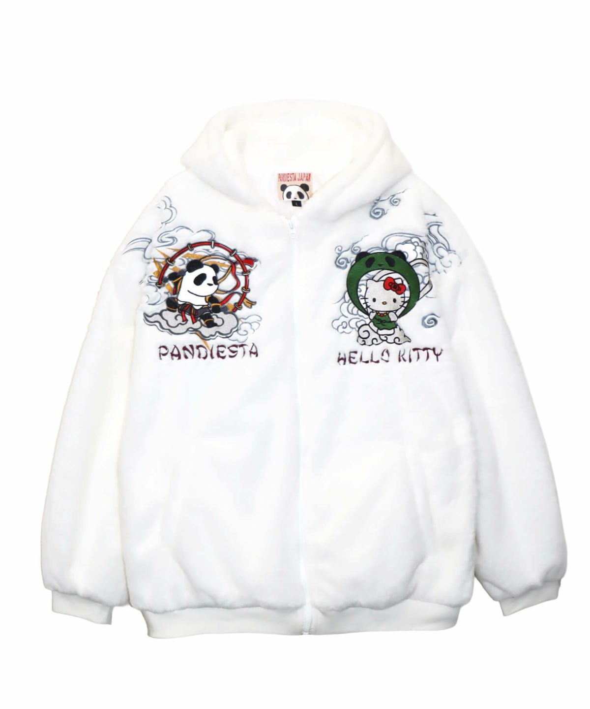 【Hello Kitty×PANDIESTA JAPAN】“風神雷神”刺繍入りファーパーカー