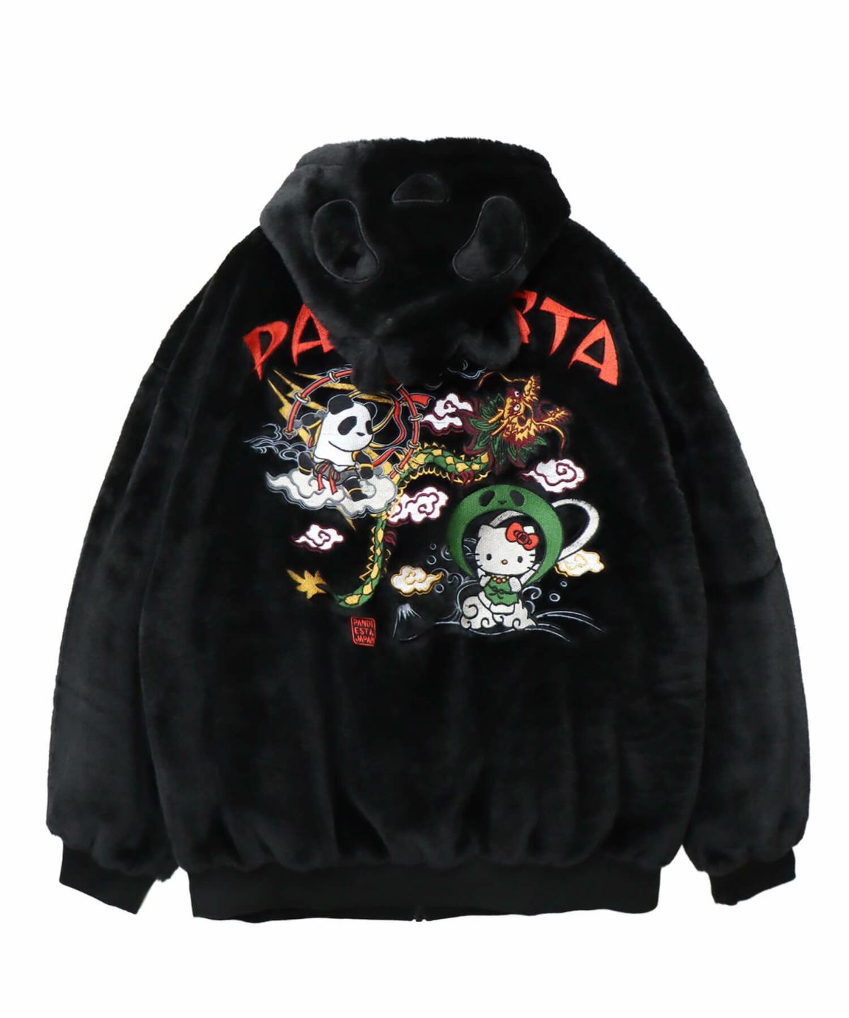 【Hello Kitty×PANDIESTA JAPAN】“風神雷神”刺繍入りファーパーカー