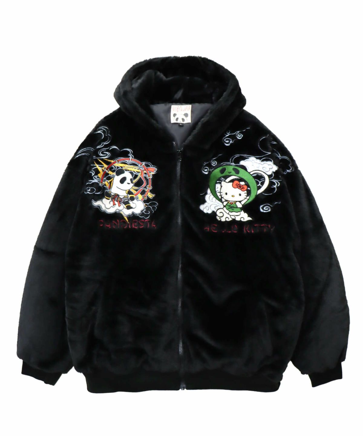 【Hello Kitty×PANDIESTA JAPAN】“風神雷神”刺繍入りファーパーカー