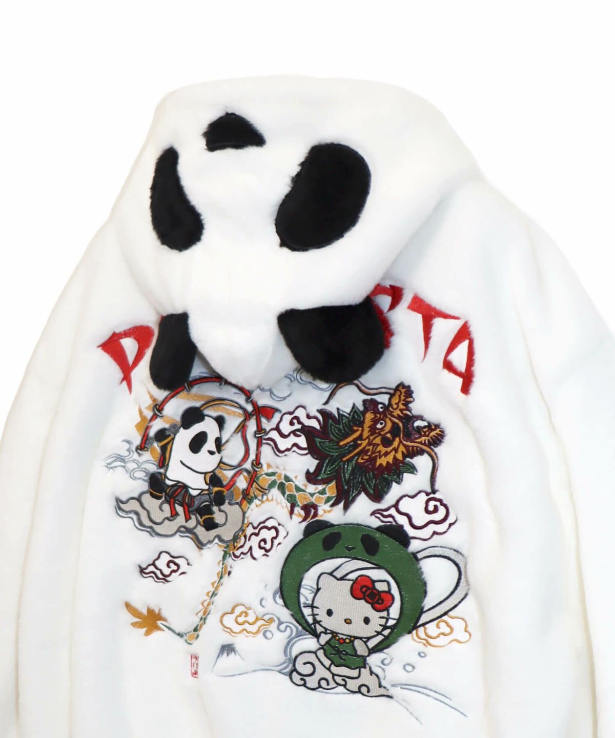 【Hello Kitty×PANDIESTA JAPAN】“風神雷神”刺繍入りファーパーカー