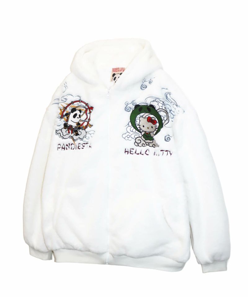 【Hello Kitty×PANDIESTA JAPAN】“風神雷神”刺繍入りファーパーカー